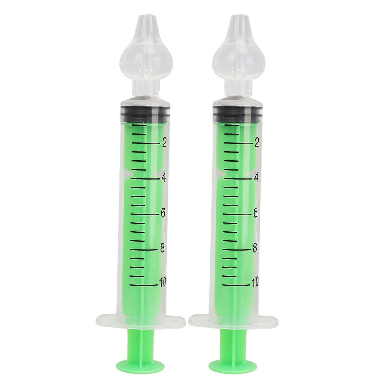 2pcs Baby Nose Aspirator Nasal Irrigation Infant Portable Nose Cleaner Rinse Device 10ml Green