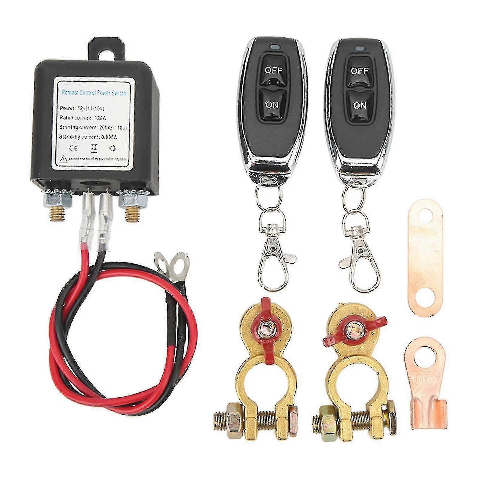 Uzaktan Akü Bağlantı Kesme Anahtarı, Dc 12v Araba Öldürme Anahtarı, Hırsızlığa Karşı Koruma, Araba İçin Uzaktan Kumandalı Bakır Terminalli Ana Devre Kesici (12v120a)
