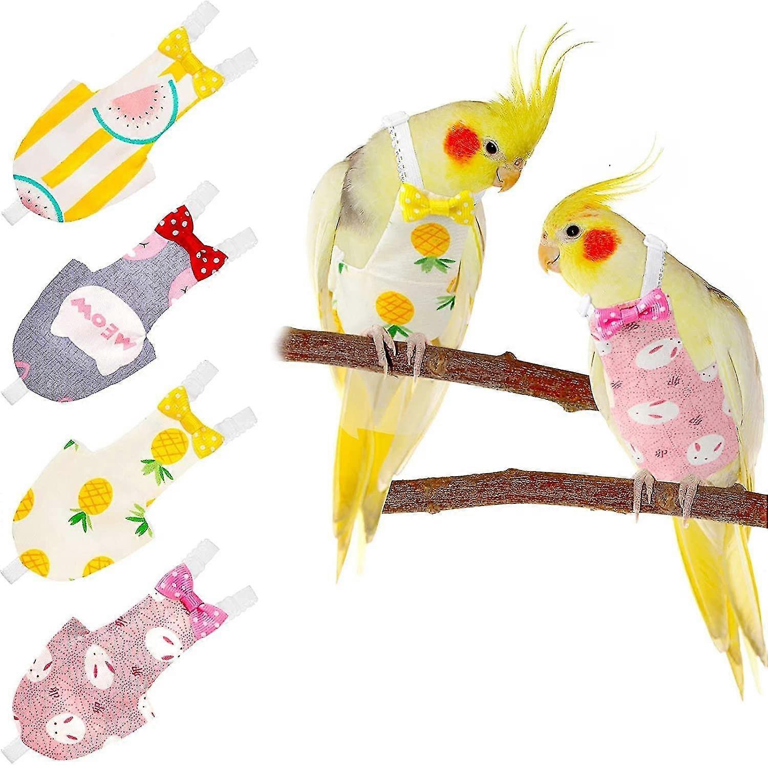 4 Pieces Bird Diapers, Flight Suite Liners, Washable Reusable Protective Parrot Nappy Clothes With Waterproof Inner Layer Cute Urine Wet Suit For Parr