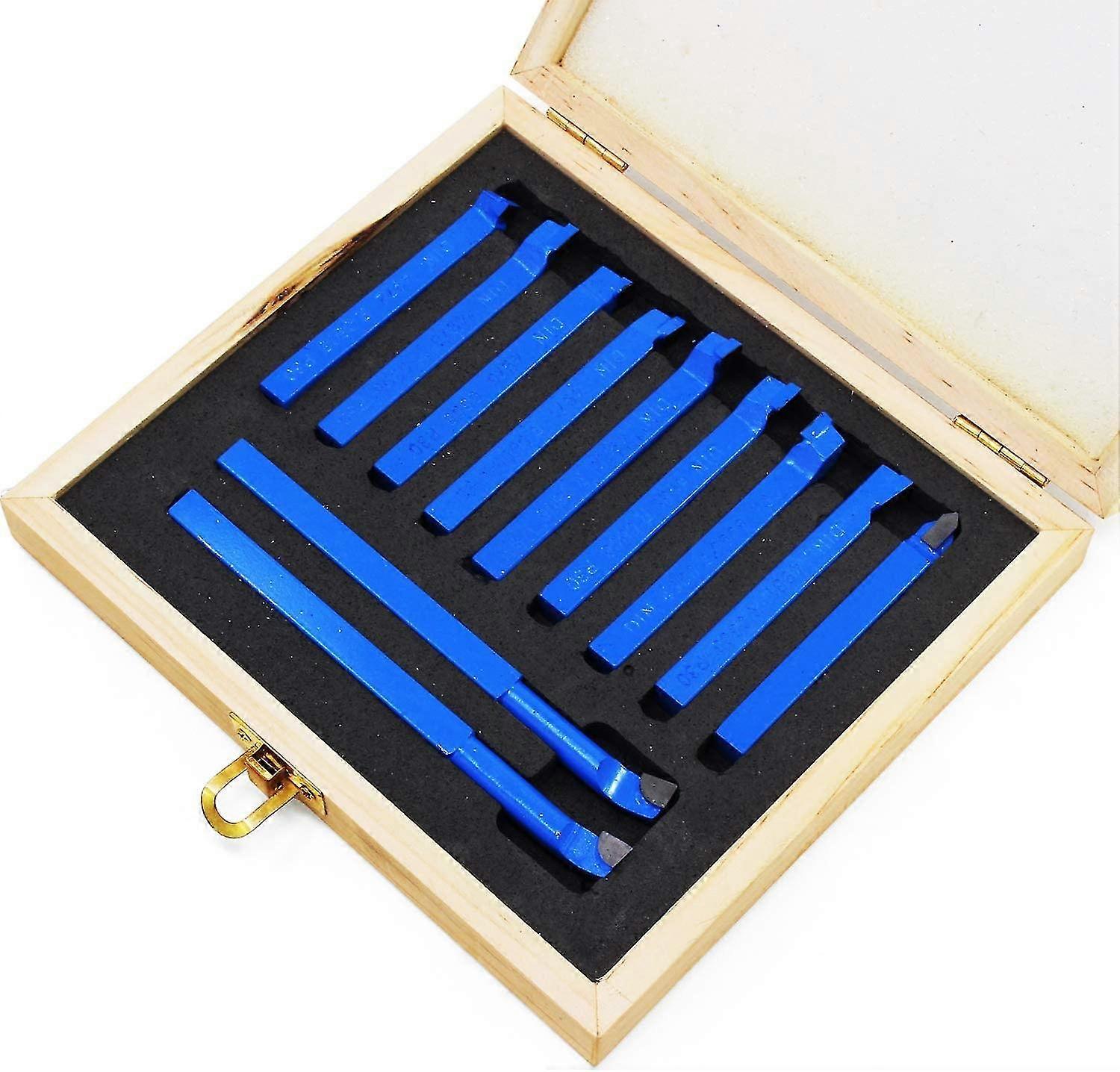 11pcs Lathe Milling Cutter, Lathe Carbide Tipped Cutter, Lathe Tool Bit, Welding Type Lathe Bits, Blue