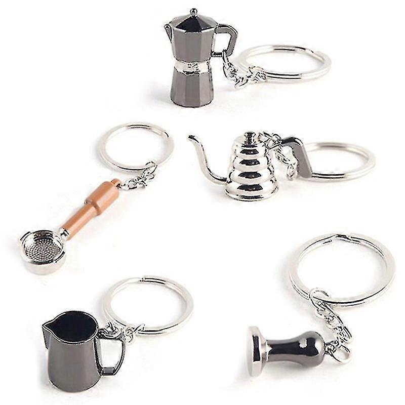 5pcs Creative Barista Coffee Tamper Keychain Espresso