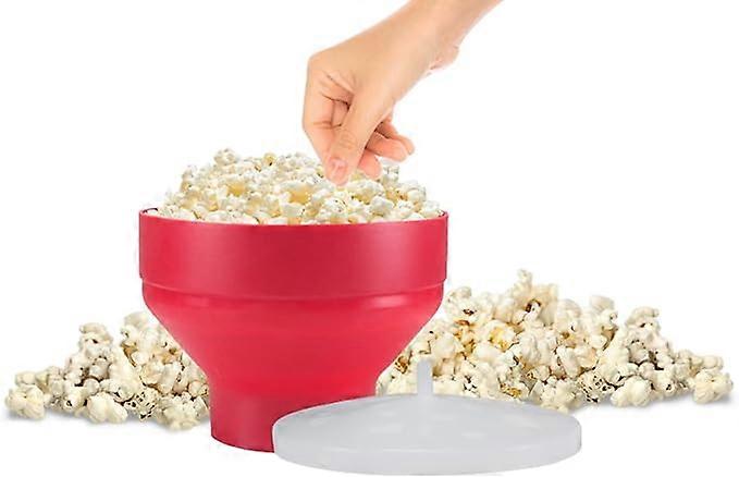 Microwave Popcorn with Collapsible Bowl for Healthy Popcorn Red