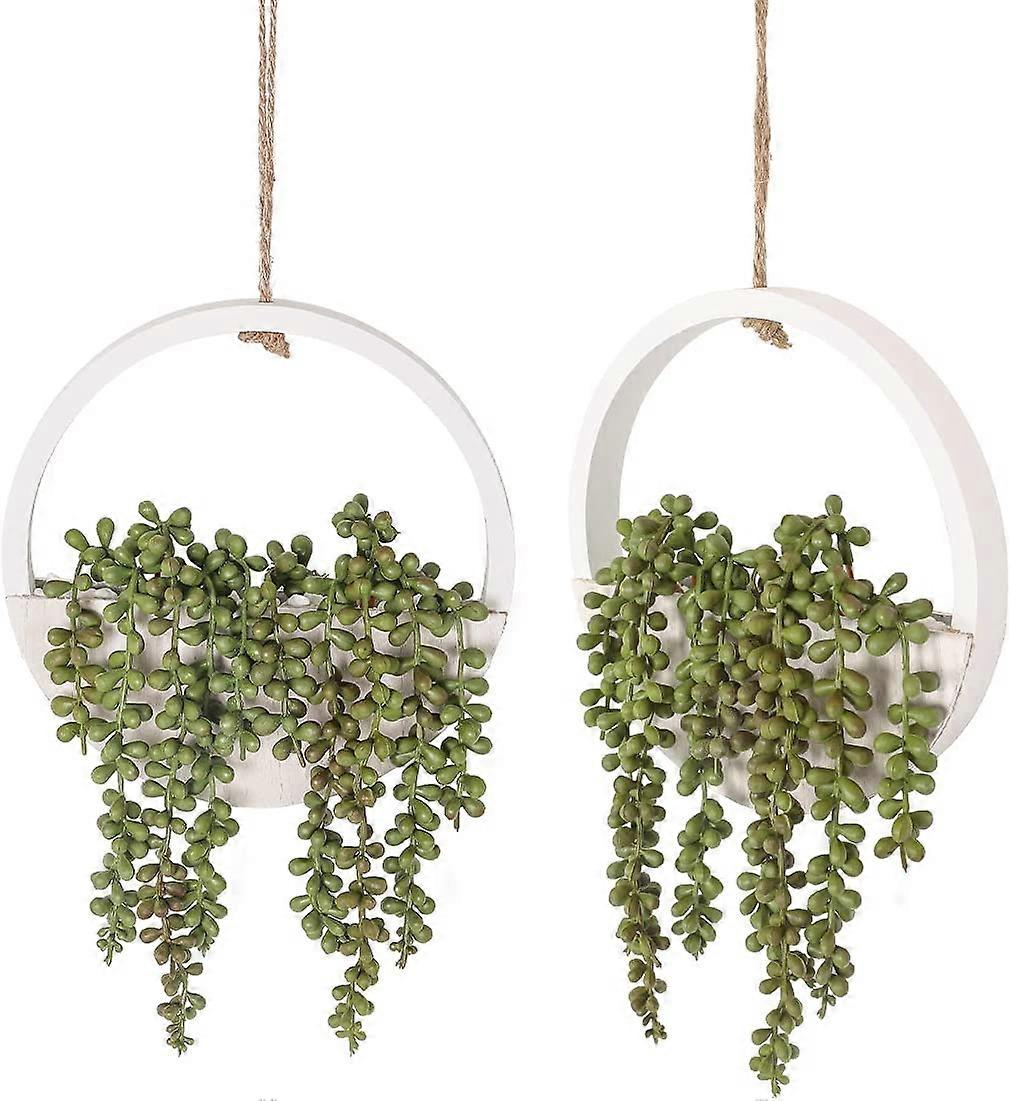 2pcs Artificial Succulents Hanging Plants 12.2'' with 8.3'' Cord