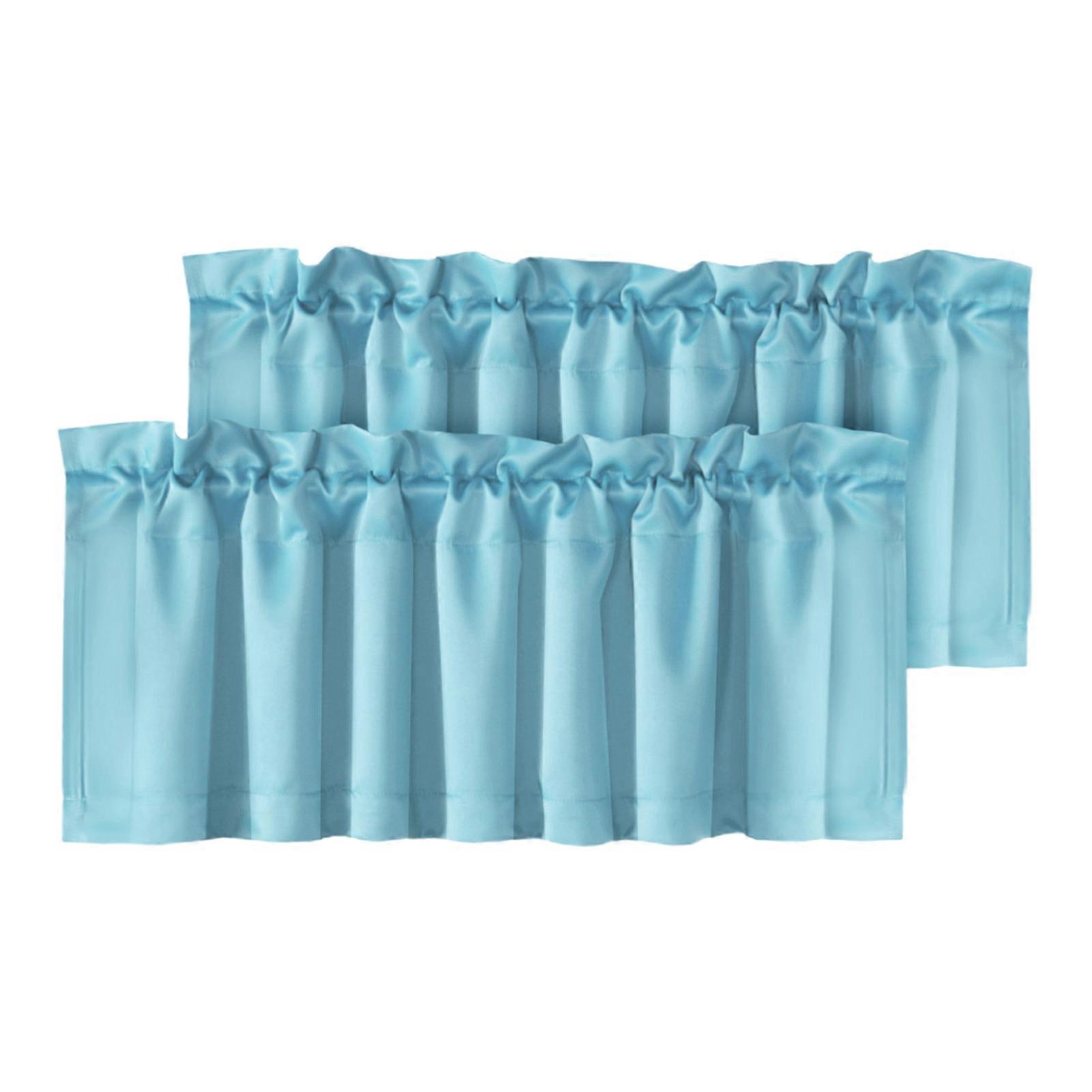 2Pcs Blackout Valance Thickened High Shading Solid Color Kitchen/Bathroom Soft Silky Stylish Window Decoration KAESI