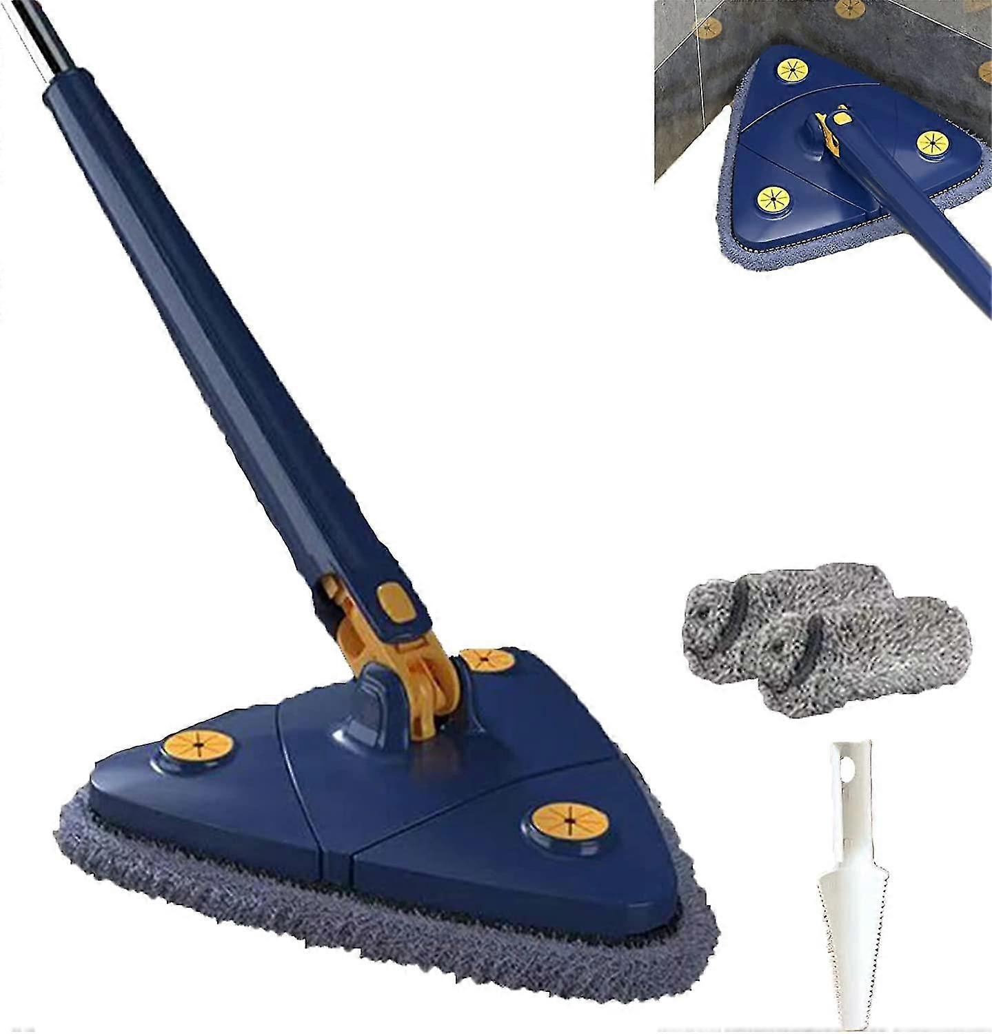 360 Degree Rotatable Adjustable Triangle Cleaning Mop Blue