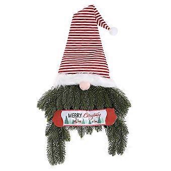 Christmas Wreath Gnome Plush For Doll With Pine Needle Front Door Hanging Sign Swedish Tomte Garland Ornament Xmas Decor