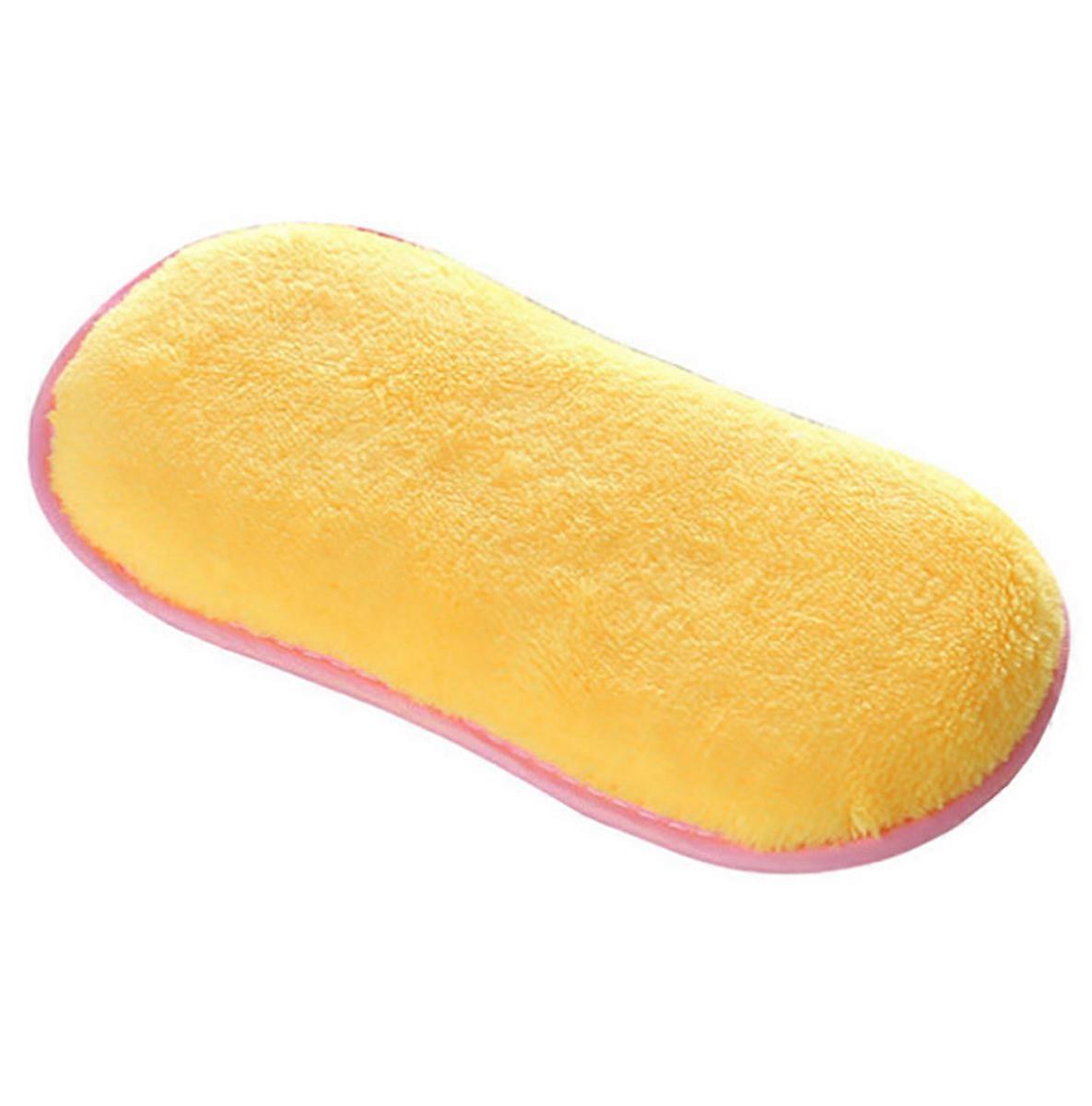 2 Side Dish Washing Brush Scrub Cleaner Sponge Kitchen Bathroom Yellow