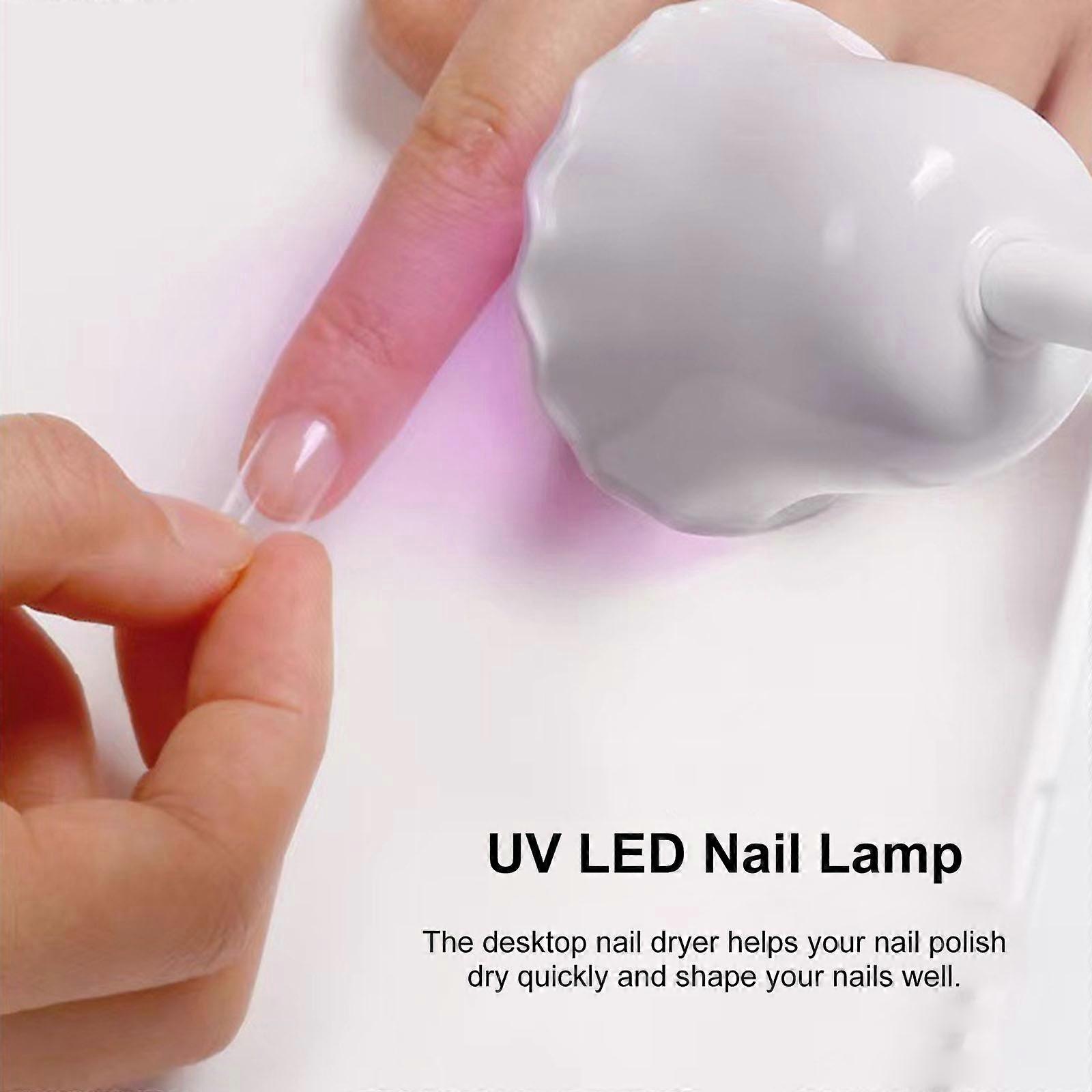Desktop phototherapy lamp Lotus nail lamp with mirror 8 dual light source lamp beads 360 adjustable hose lamp pole white
