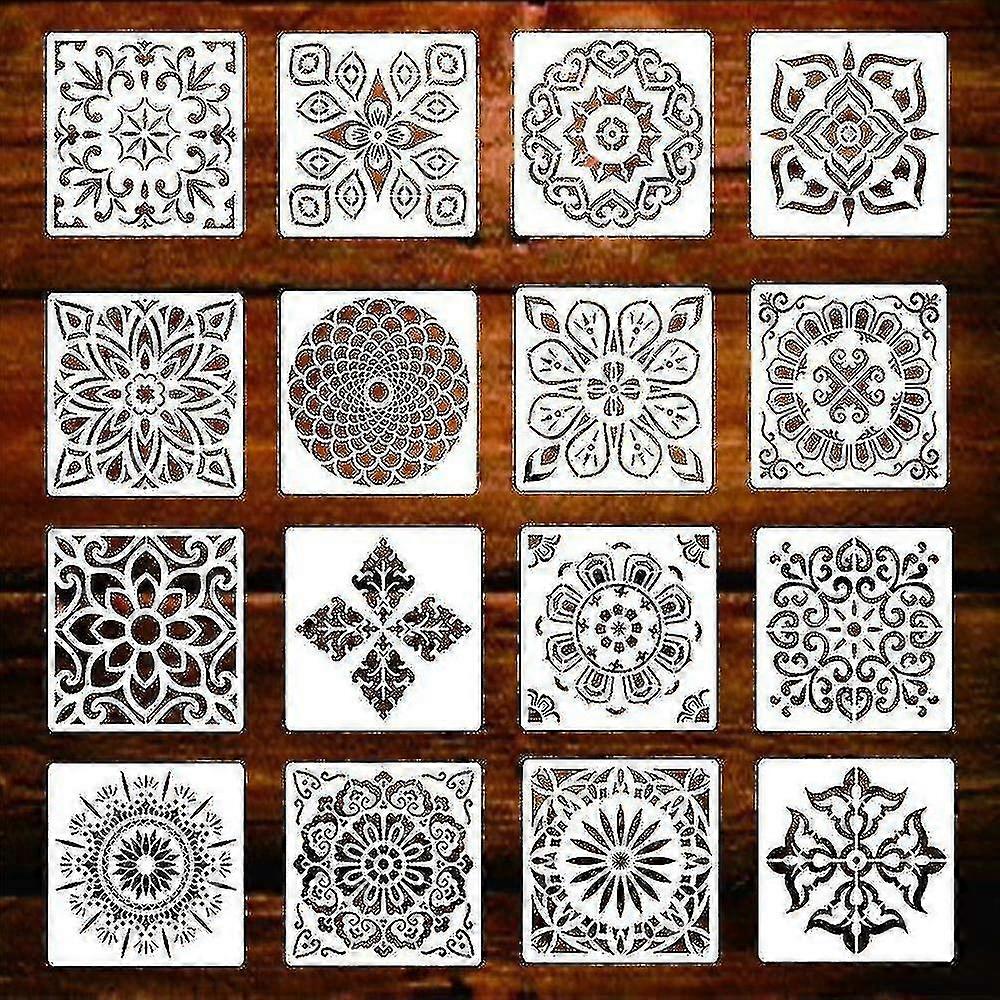 16 Pcs Mandala Painting Stencil, Reusable Airbrush Painting Stencil