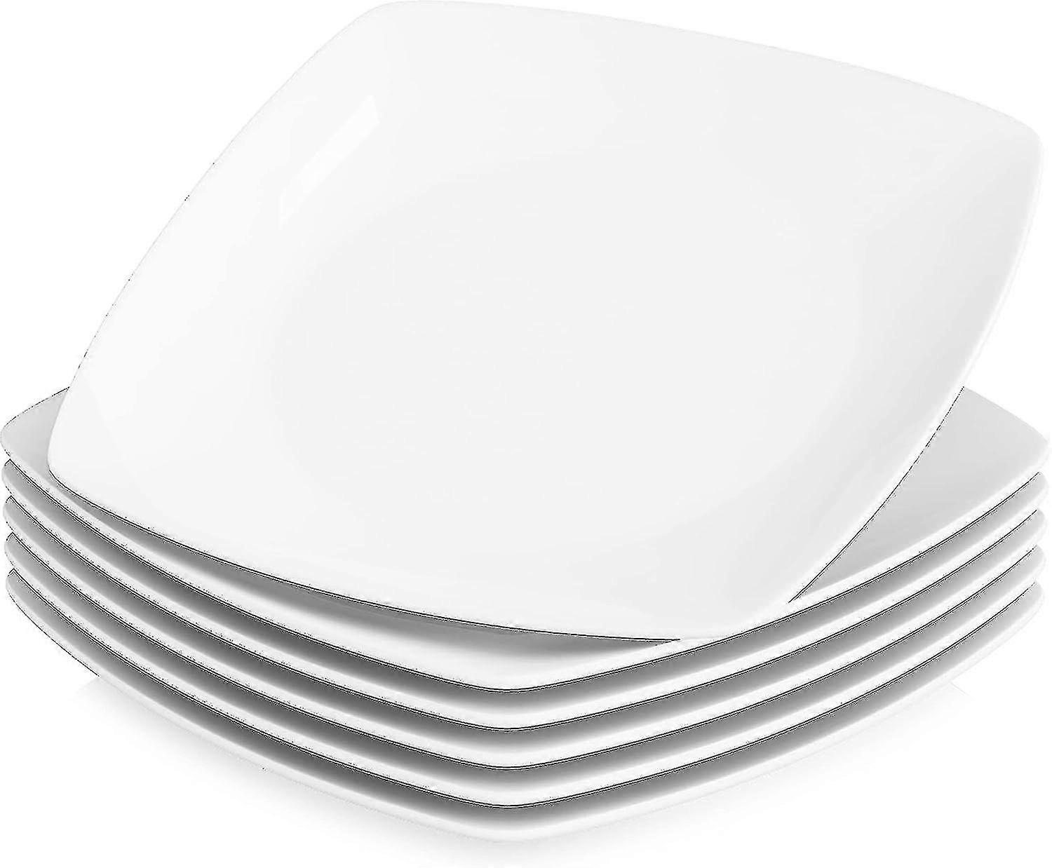 Série 2024 Julia, Assiettes à dîner de 9,2 po Ensemble d’assiettes à dîner carrées en porcelaine blanc ivoire, paquet de 6 (23,5 * 23,5 * 2 cm)