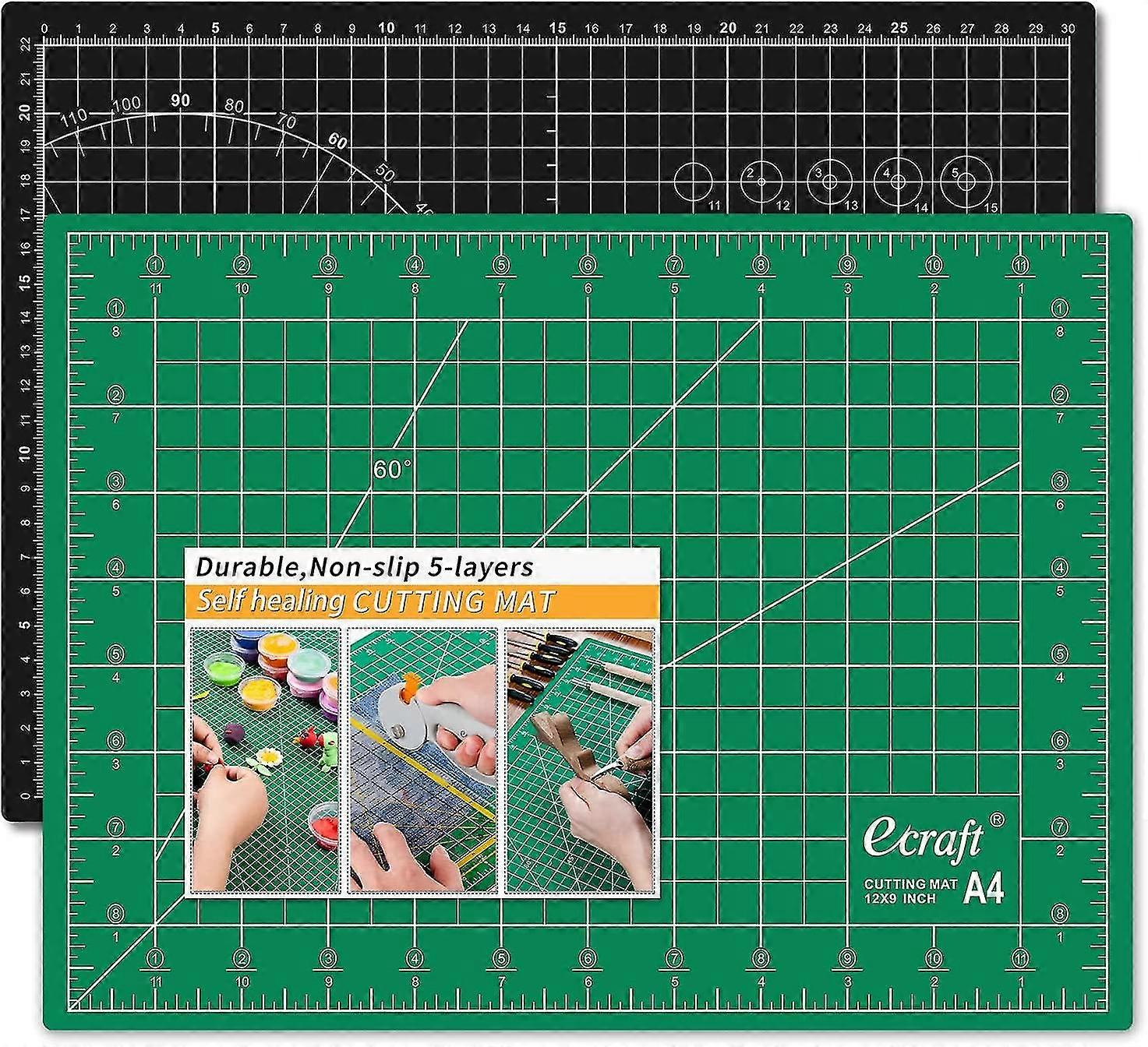 Ecraft Self Healing Cutting Mat: Double Sided 5-ply Fabric Cutting Mat For Craft, Sewing, Quilting Rotary Cutting Board Mats 9" X 12"(a4)