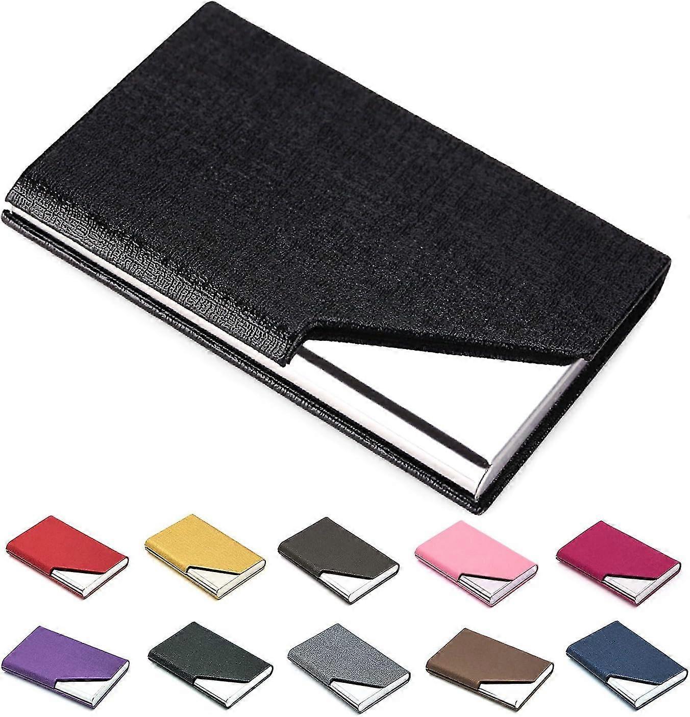 Όνομα επιχείρησης: Κάτοχος κάρτας Luxury Pu Leather &; Stainless Steel Multi Card Case, Business Name, Card Holder, Wallet, Θήκη ταυτότητας πιστωτικής κάρτας (μαύρο)