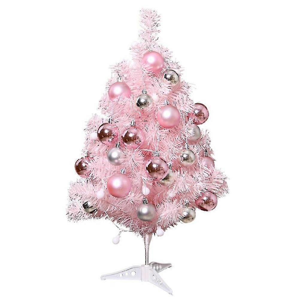 1 Set Pink Xmas Tree Desktop Luminous Mini Christmas Tree Party Layout Props
