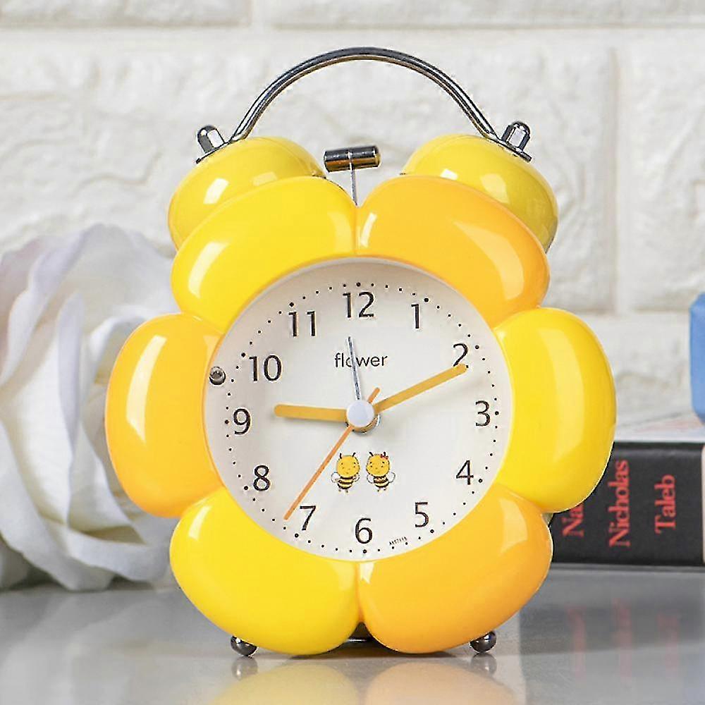 Mike Sun Flower Shape Alarm Clock Creative Clock Cartoon Clock For Children-yellow