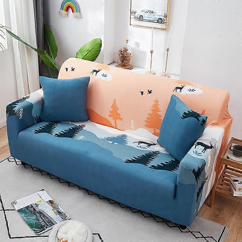 Funda de sofá elástica Fundas de sofá impresas Fundas de sillón para sofás con cojines Sofás Protector de muebles universal elástico con 2 fundas de almohada, Anti ca