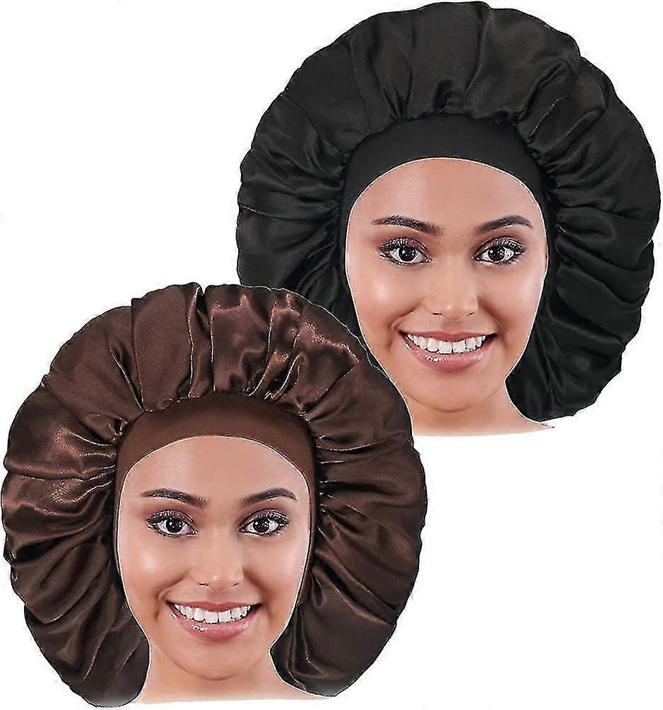 2pcs Large Satin Bonnet. Silk Bonnet With Elastic Soft Band. Big Sleep Cap