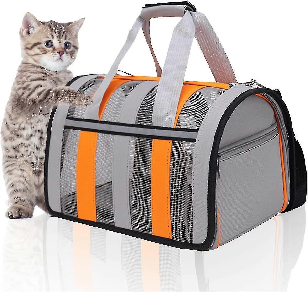 小型中型猫用ペットキャリア、通気性に優れたポータブルソフトサイド子犬用バックパック(A-1B)