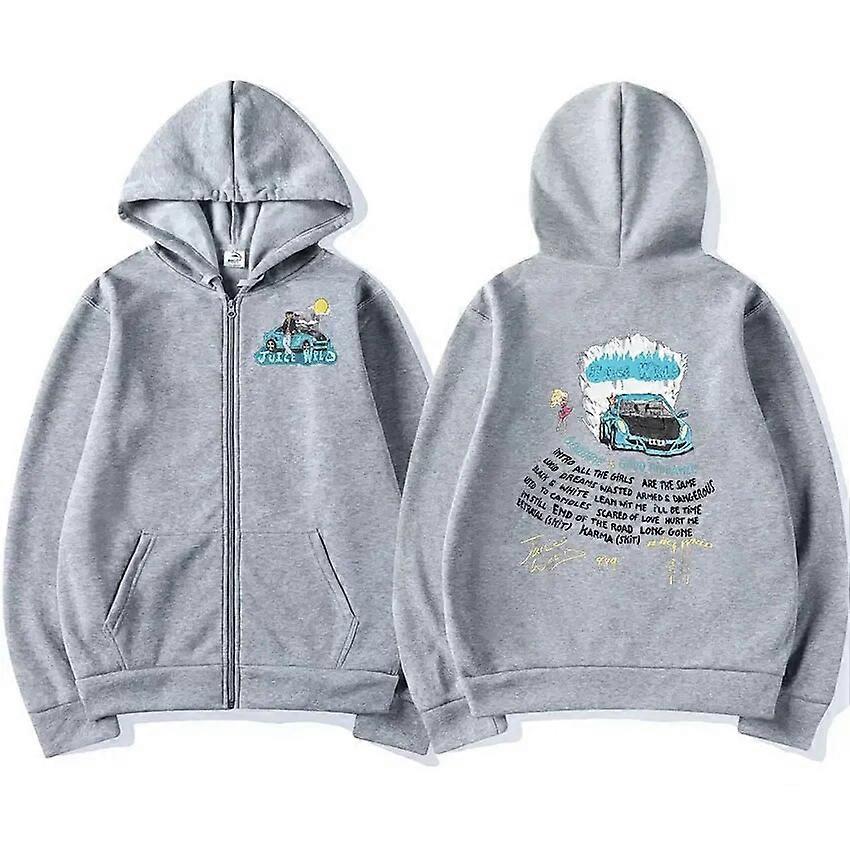 مغني الراب عصير Wrld ألبوم الموسيقى سستة هوديي الرجال الرجعية أزياء البلوز الرمز البريدي حتى قميص من النوع الثقيل الهيب هوب الملابس معاطف كبيرة الحجم مقنعين