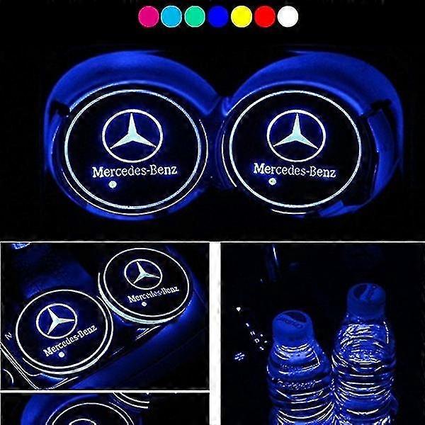 2 × لوحة سفلية مزودة بشعار مرسيدس لحامل الأكواب باللون الفضي مقاس واحد