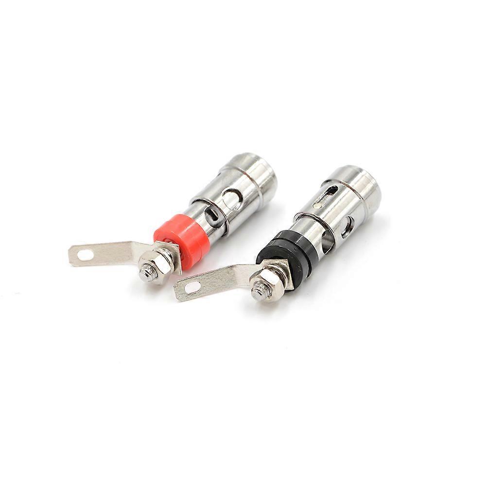 1Pair Brass Terminal Speaker Binding Post Spring Loaded Press Self Locking Red+ Black Audio Terminal Banana Socket Silver Plated