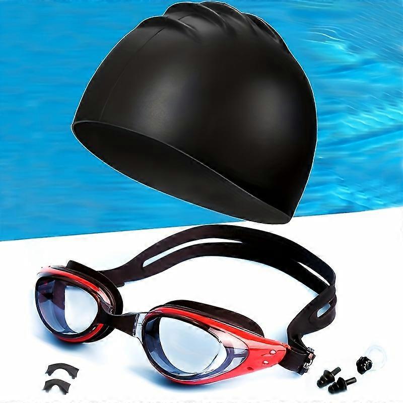 Women's Swimming Goggles And Cap Set With Nose Clip And Ear Plugs, Anti-Fog UV Protection, Adjustable Silicone Strap For Comfort Fit