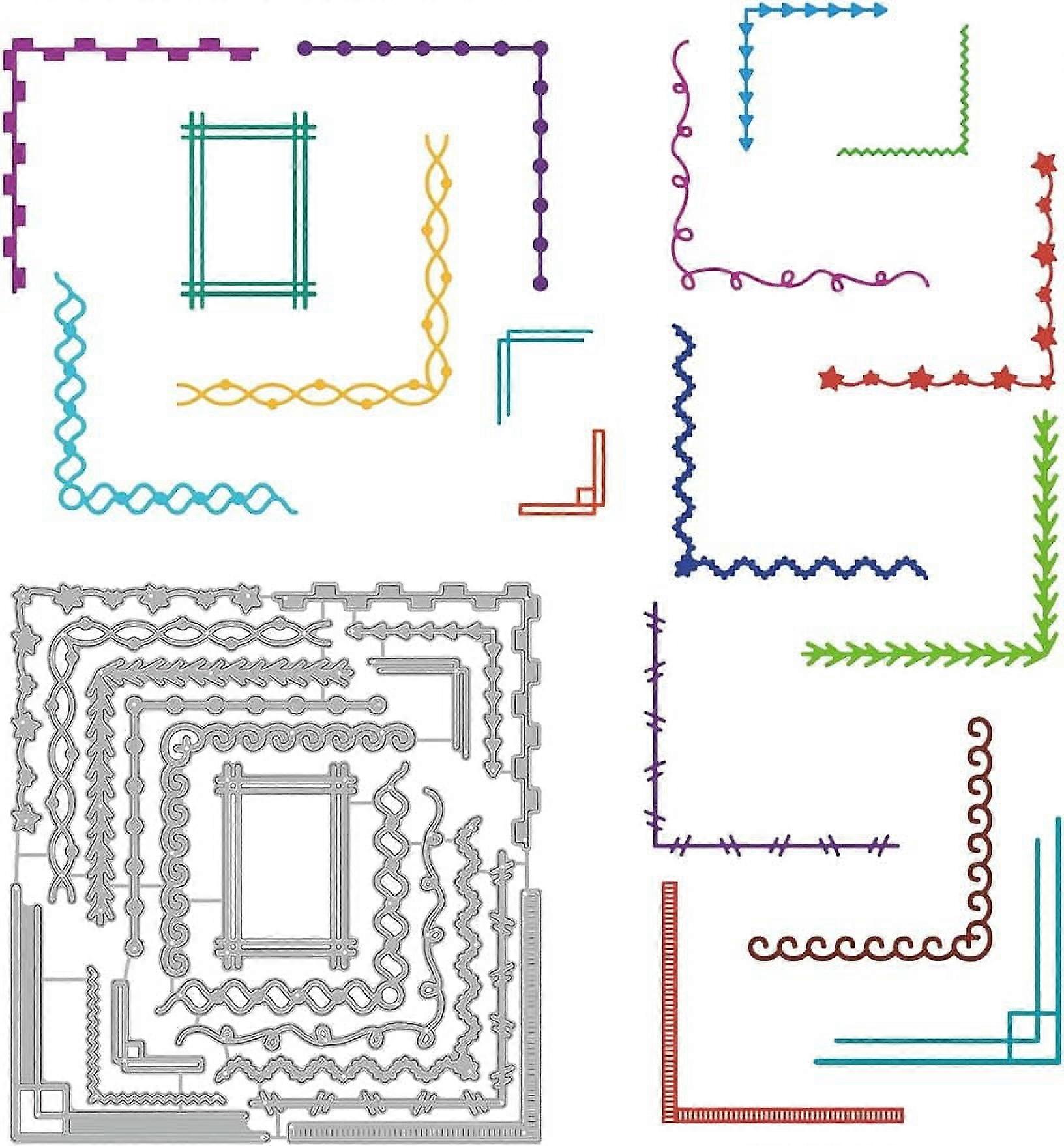 Corner Lace Cutting Dies Corner Flowers Cutting Dies Lace Edge Border Die Cuts Flower Frame Lace Borders Corner Edge Cutting Die for Card Scrapbooking