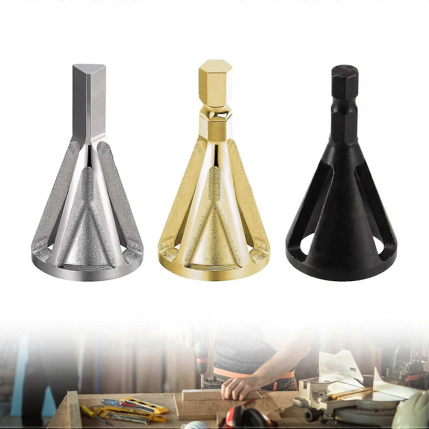 External Deburring Chamfer Tool, 3 Pcs Deburring for Drill Bits and Triangular Chamfer Tool, for Countersink Removal, for Various Drill Bits