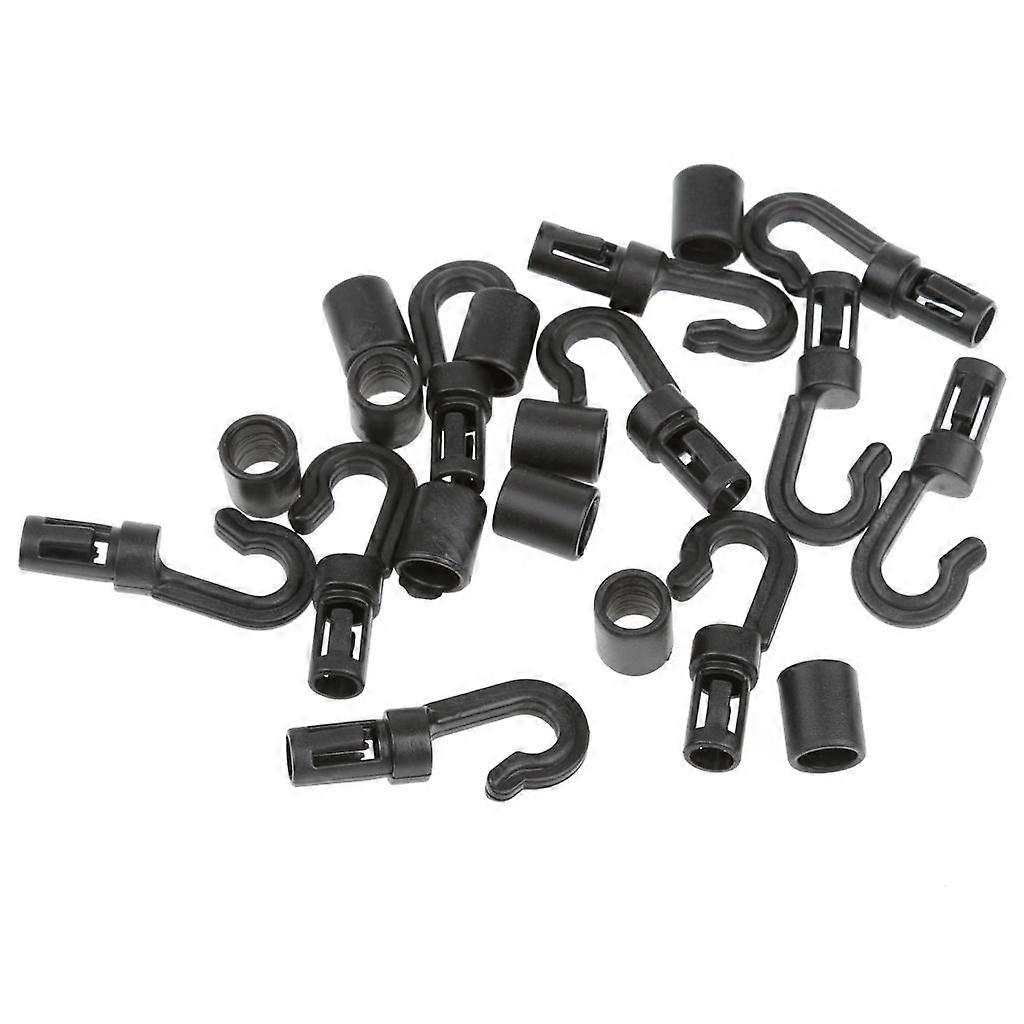Pack of 10 Black J Shape Bungee Hooks Cord Snaps Accessory for Boat Kayak Canoe