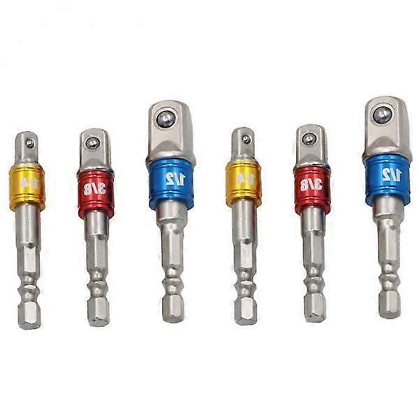 Socket Bit Adapter Drill Nut Driver Power Extension Bar 6pcs 1/4'' 3/8'' 1/2''