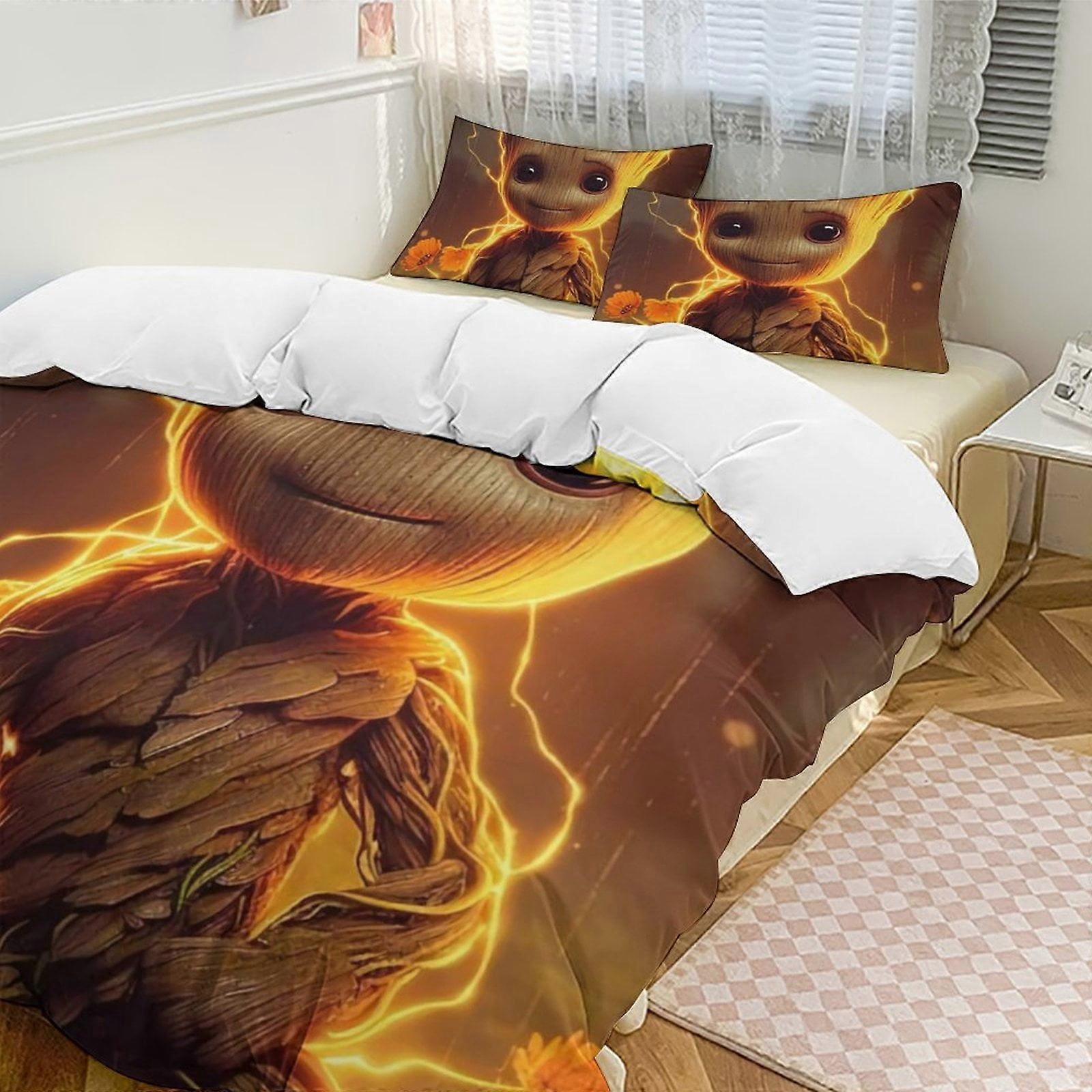 Bedding set WY504 GrootCartoon Collection 3-Piece Comforter Set, Personalized Bedding Decor for Kids And Teens  Bed Sheets ZA504