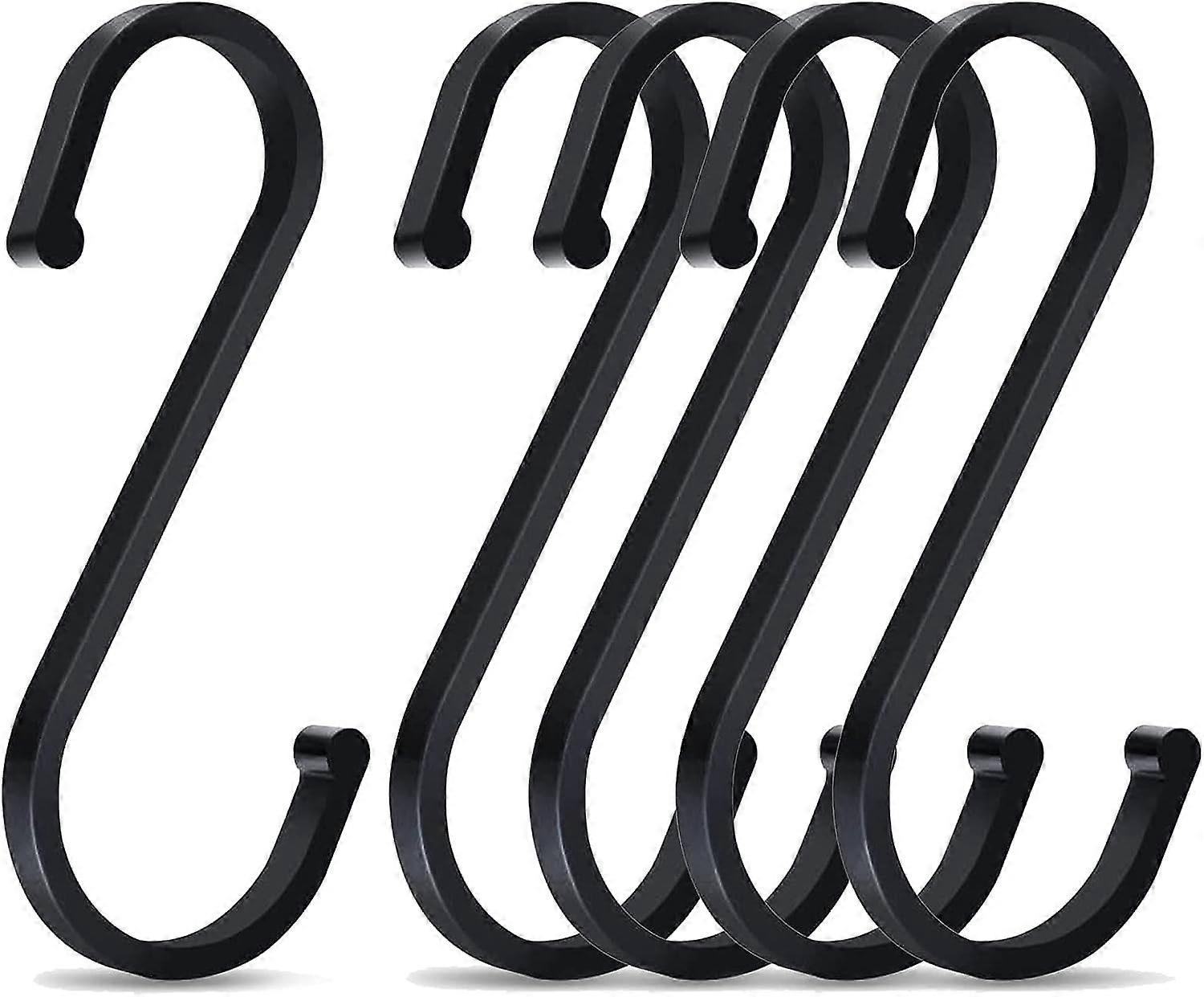 5 Pieces S-Hooks, 86mm S-Shape Aluminum Hooks, Multi-Function Hook, for Kitchen, Bathroom(Black)