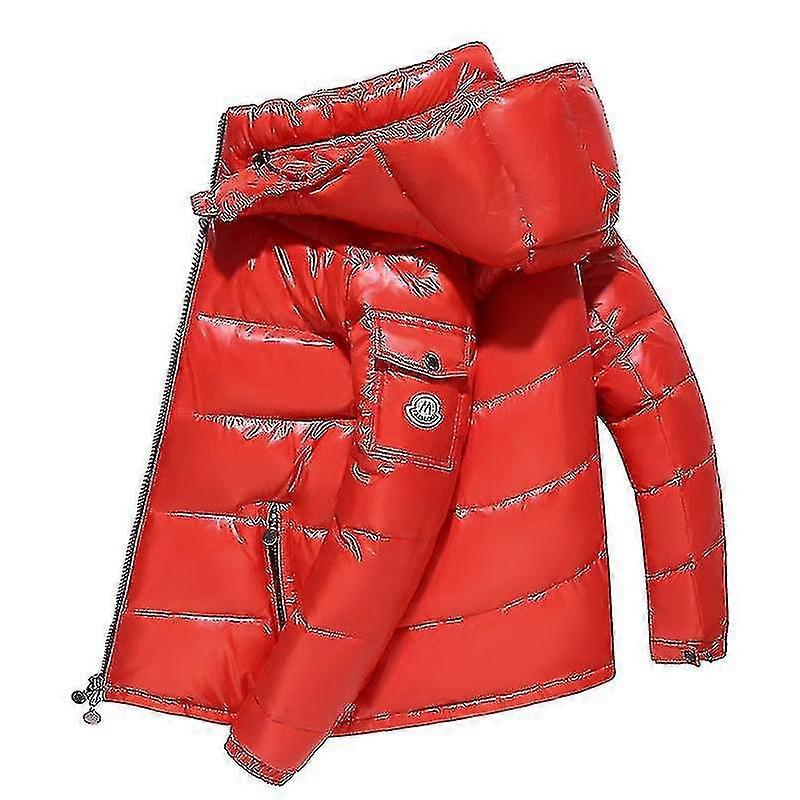 Shiny Down Jacket Men's Winter Jacket Stand Collar Down Jacket With Hood