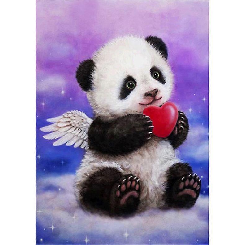 Dww-30 x 40 cm, Angel Panda Diamond Painting Diamond Embroidery Painting5D Canvas Painting for Children and Adults, Rhinestone Puzzle Set, Drawing Wal