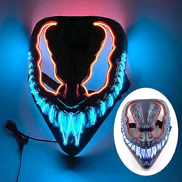 Cosplay Film Venom Accessories Prop Glowing Horror LED Party Mask Flashing In the Dark Night For Halloween