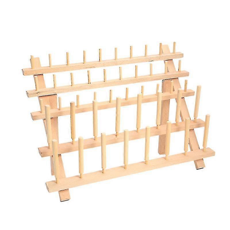 60 Spools Wooden Thread Rack/thread Holder Organizer With Hanging Hooks For Sewing