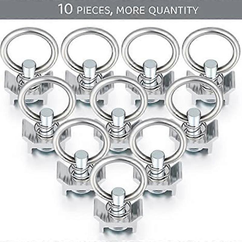 10pcs Single Stud Fitting L Track 4,000LB Capacity with Stainless Steel Round Ring Aluminum