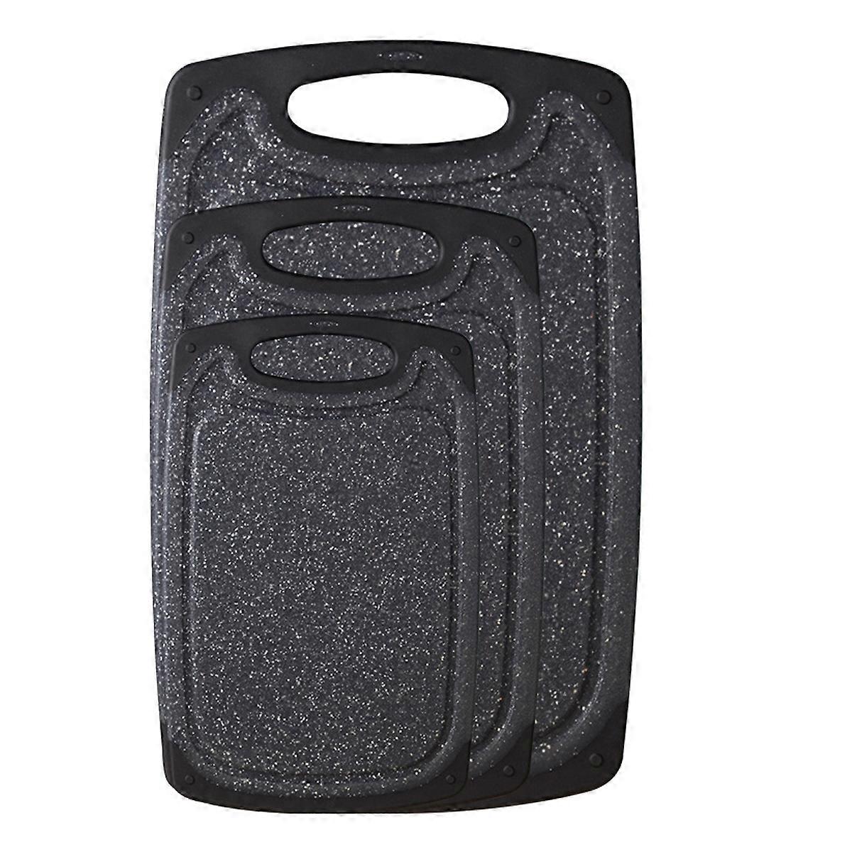 Plastic Cutting Board with Juice Grooves and Non-Slip Handles (3 Pcs)