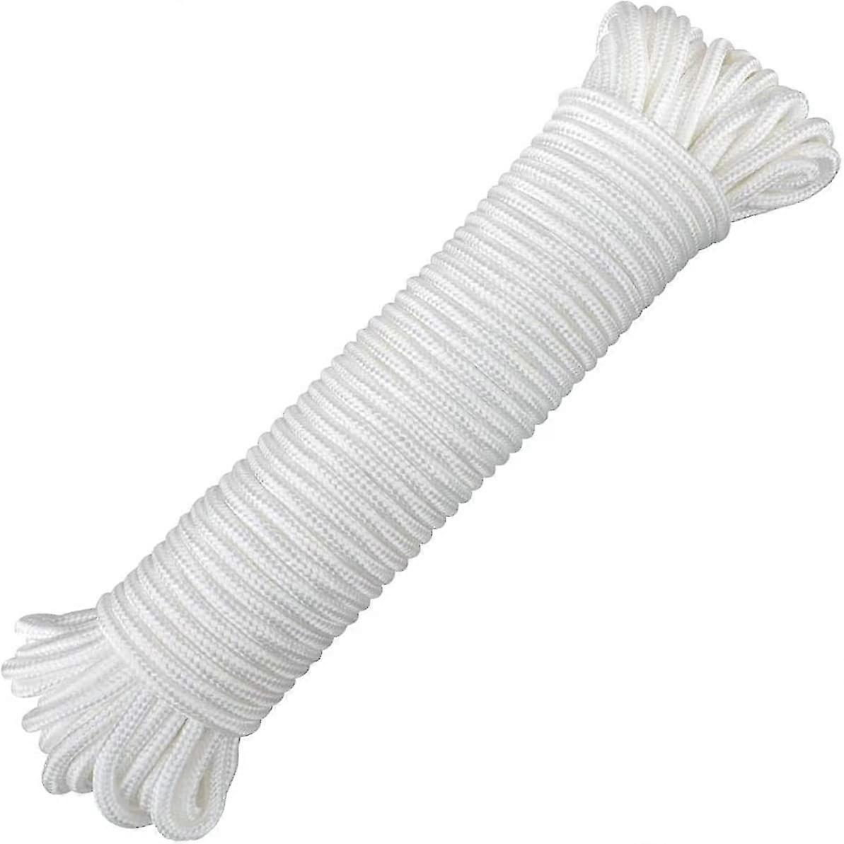 90 Ft 1/4 In (7 Mm) Nylon Poly Cord Cord Pole Polepropylene Linen Rope Camping Utility Bon For Tie Pull Swing Climb Noeud