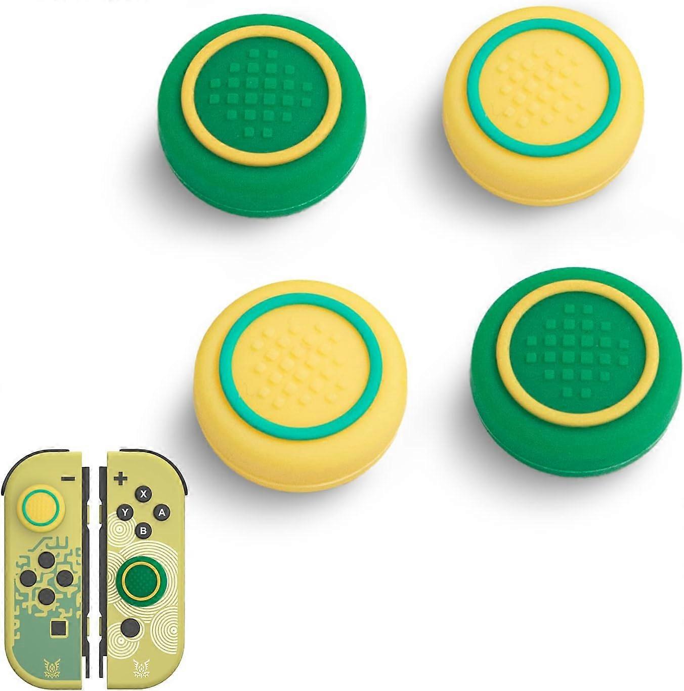 Switch Thumb Grips, Switch OLED Button Caps, Switch Thumb Grip Caps - 4 Packs (Green and Yellow)