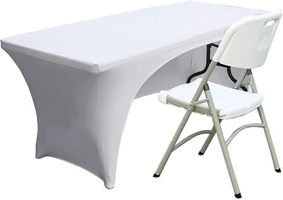 Spandex Tablecloth 6ft (Approx. 1.8m) Polyester Tablecloth Stretch Spandex Tablecloth - Tablecloth (Backless White)