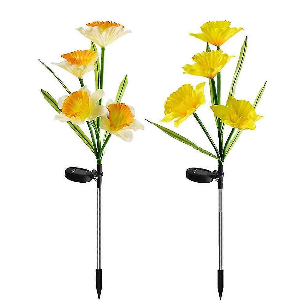 Pack Solar Daffodil Lights Decorative Path Lights for Backyard Path Walkway Lawn White*Yellow