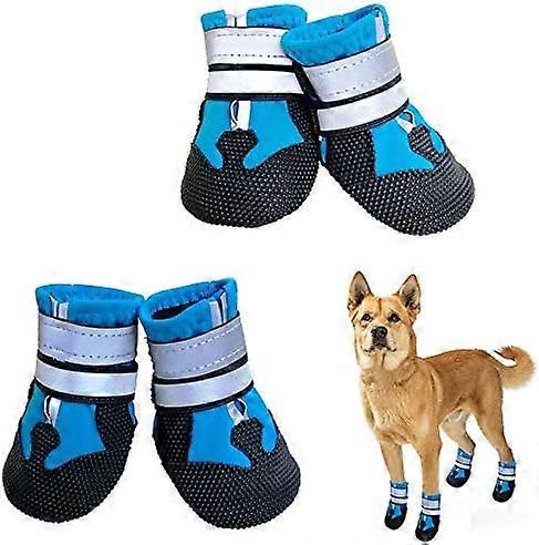 Köpek Botları, Yansıtıcı Askılı 4 Parça Su Geçirmez Köpek Botları, Küçük Pençe Koruyucuları Üzerinde Kayma, M