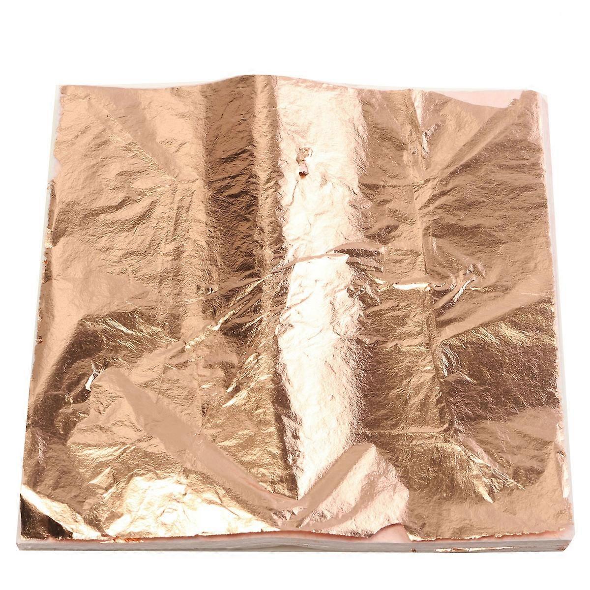 100pcs חיקוי רדיד זהב זהב עלה כסף עבור DIY אמנות מלאכת יד קישוט רהיטים 14 x 14 ס"מ (צבע נחושת)