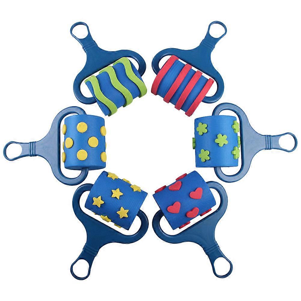 6PCS Roller Seal Toys EVA Graffiti Tools DIY Drawing Roller Fun Rolling Stamp Educational Props