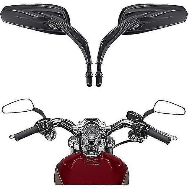 Qx Motorcycle Flaming Chrome/black Side Mirrors For Harley Davidson Softail Standard Fxst Glide Electra Road Custom Dyna Touring