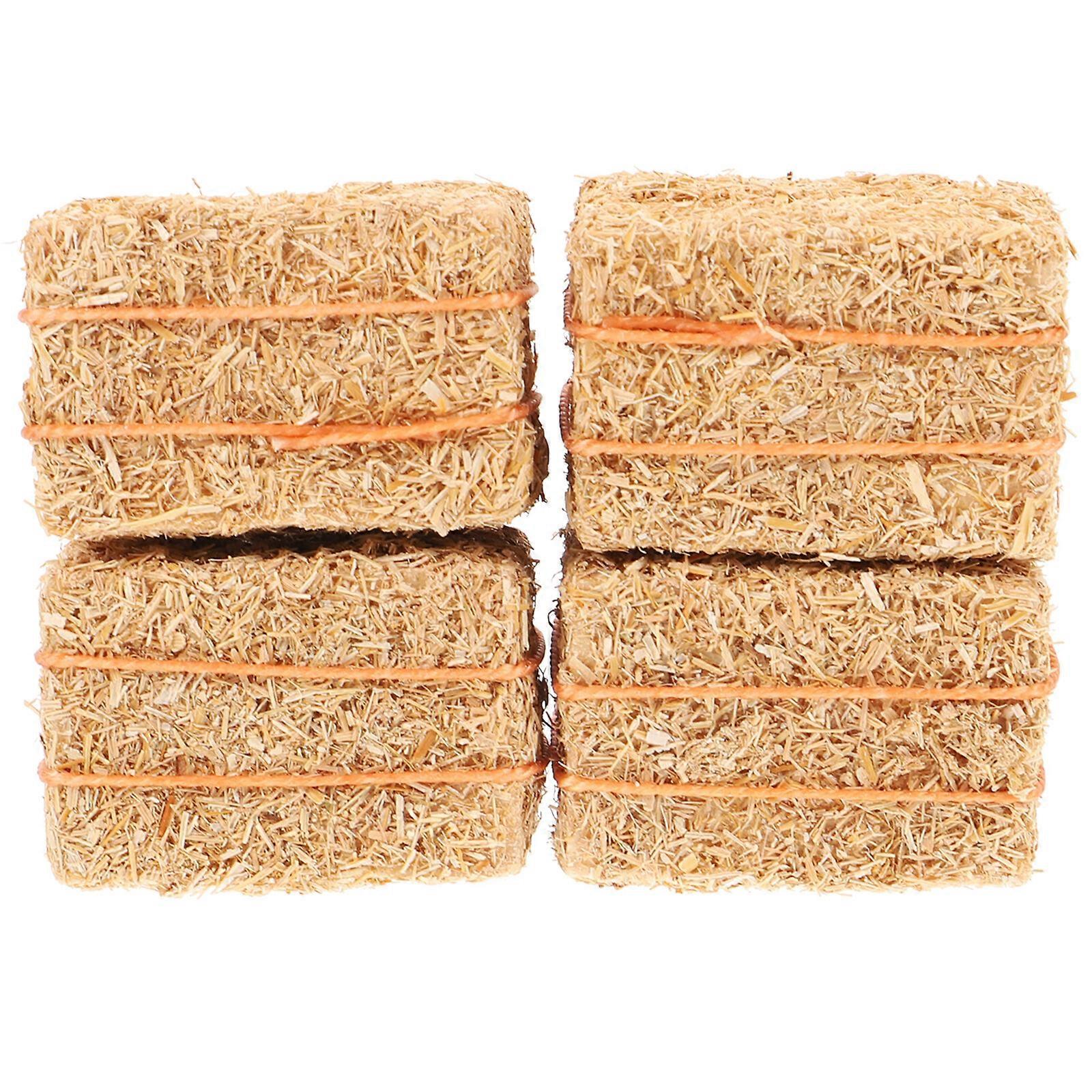 4pcs Mini Hay Bale Model for Crafts Doll House Layout Mini Haystack Decor Diy Mini Hat Bale