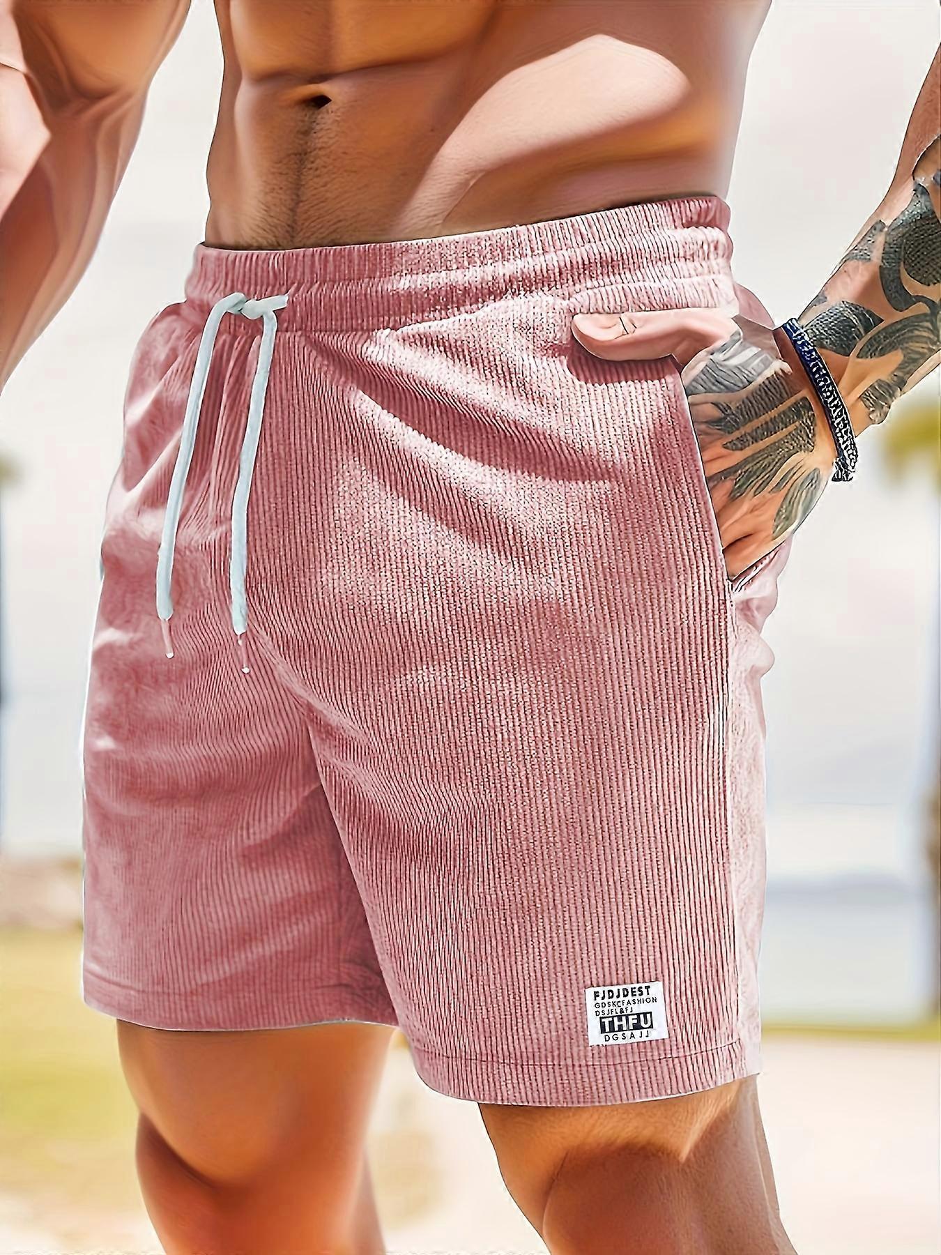 New style Men's Casual Corduroy Drawstring Shorts With Pockets For Summer Outdoor Activity