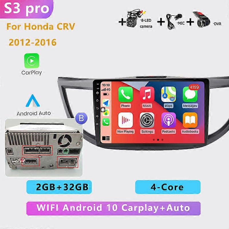 4G+64G 8-core 2DIN Android 10 Car Radio Stereo Multimedia Player Carplay Auto WIFI GPS navigation for Honda CRV CR-V 2012-2016