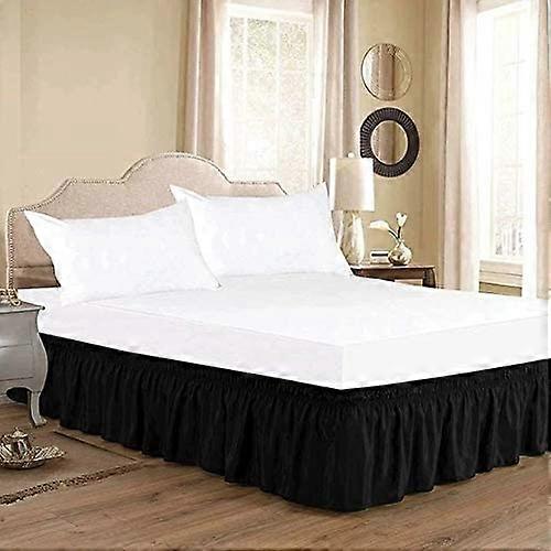 Polyester Bed Skirt Solid, Elastic Dust Ruffles Bedskirts Durable, Wrap Around Three Fabric Sides wi