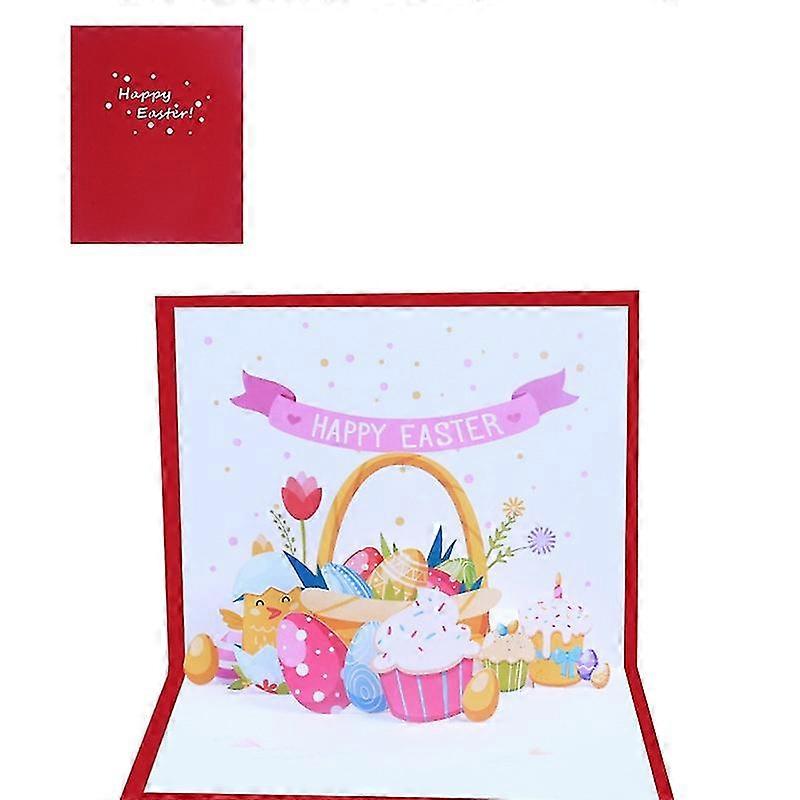 3d Pop Up Card With Envelope Easter Greeting Card Easter Flower Basket Postcards